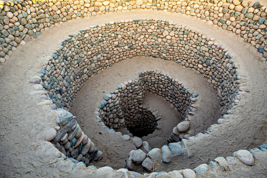 The ancient Nasca wells (Puquios) near Nazca, Peru