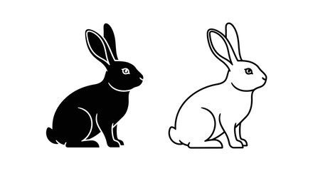 Obraz premium Black and white rabbit illustration vector design Vector