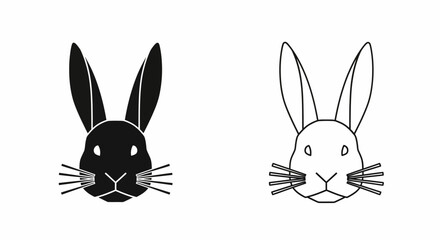 Fototapeta premium Black and white rabbit heads cartoon illustration vector design Vector