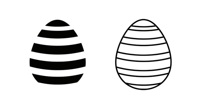 Easter eggs with striped patterns, black and white design, vector illustration Vector