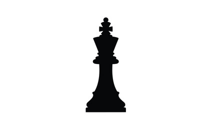 A stark silhouette of a black chess king against a plain white background © JOHIRUL_STUDIO