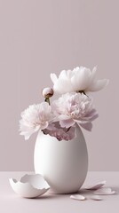 eonies in Broken Egg Vase Minimal Still Life