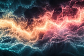 Obraz premium Fluid colors swirl in vibrant energy patterns across a dark cosmic background