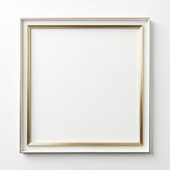 Fototapeta premium Square white frame with thin gold and silver metallic borders. Elegant modern design mockup for branding, photos, or invitations. Clean background, minimalist style.