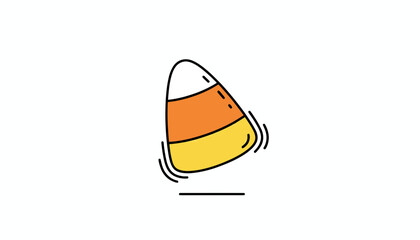 Fototapeta premium Cute Candy Corn Icon, Halloween Treat, Cartoon Style, Isolated on White