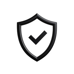 Black shield icon with a check mark, symbolizing protection and security. The shield is a solid color and is centered.