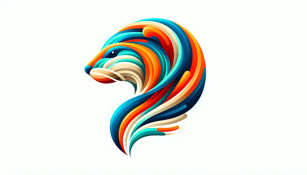 Abstract colorful swirling animal head logo design vector