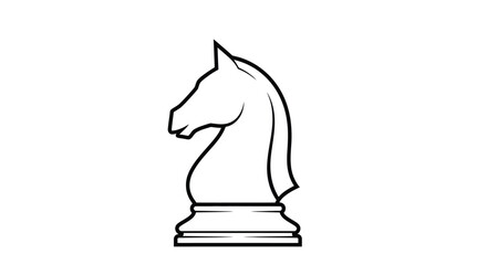 Simple line drawing of a chess knight isolated on a white background © SHYFUL_STUDIO