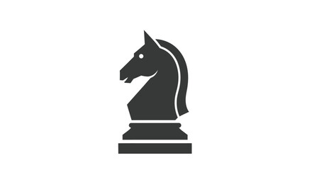 A stark silhouette of a black chess knight against a clean white background © SHYFUL_STUDIO