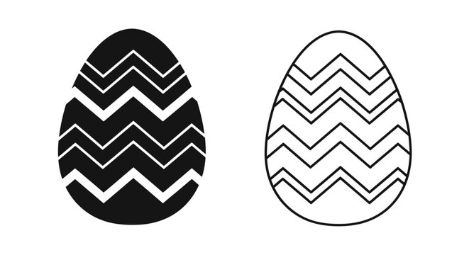 Easter eggs with zigzag pattern, modern minimalist design, vector illustration Vector