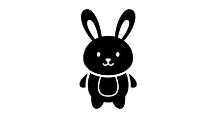 Obraz premium Cute black rabbit cartoon character with heart symbol on t-shirt Vector