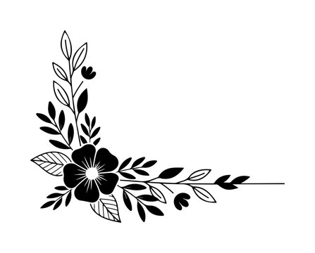 Floral corner hand drawing elegant frame illustration