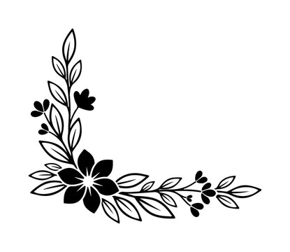 Floral corner hand drawing elegant frame illustration