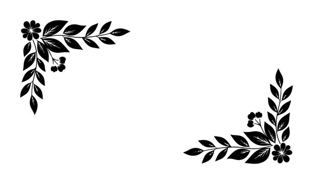 Floral corner hand drawing elegant frame illustration