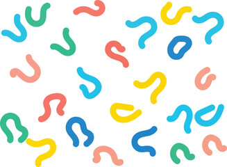 Colorful squiggles on white background