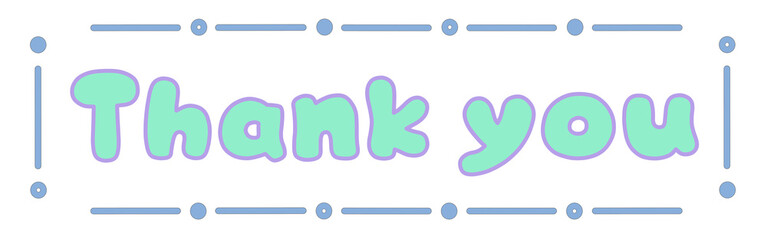 ありがとうを伝える時に使える素材　手書きThank youイラスト　ミントグリーン&times;ブルー