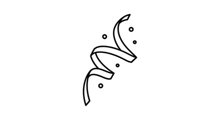 Obraz premium Minimalist Confetti Streamer Swirl with Dots - Black and White Celebration Element