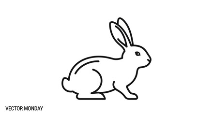 Obraz premium Minimalist Line Art Icon of a Rabbit, Simple Vector Illustration of a Bunny