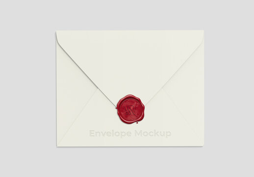 Envelope Mockup with Red Wax Seal Stamp
