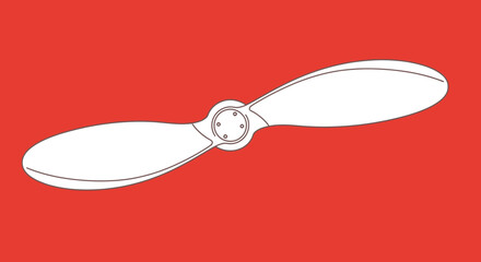 White Airplane Propeller Outline on Red Background Vector Illustration © basi