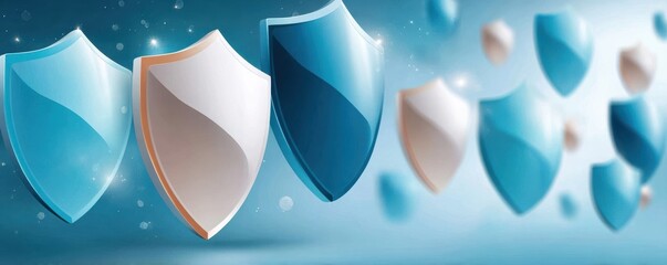 Cloud security concept with locked pads in blue and orange skies for cybersecurity themes