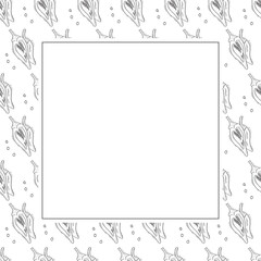 Hand drawn chili pepper square frame, hot chili frame vintage background