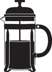 A black and white image of a coffee press Vector, illustration