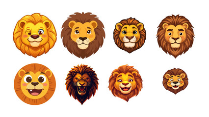 set of cute cartoon lion emoticons © Habibah
