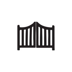 Double swing garden gate silhouette vector isolated on white