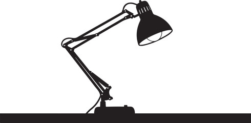 A black and white image of a desk lamp Vector, illustration