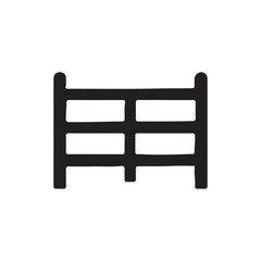 Fototapeta premium Horizontal rail fence silhouette vector isolated on white