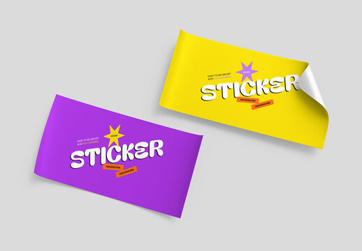 Rectangle Sticker Mockup Set Template