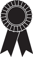 A black and white image of a rosette ribbon Vector, illustration