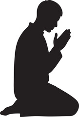A man in prayer silhouette Vector, illustration