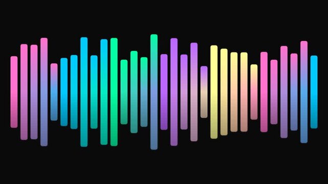 Colorful Sound Wave Bars on Black Background, Music Visualization, Abstract Audio Graphic