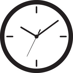 A black and white image of a clock Vector, illustration