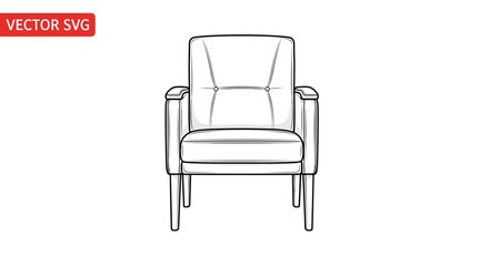 Fototapeta premium Modern Armchair Line Drawing Vector Illustration
