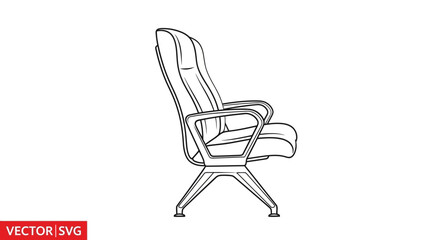 Fototapeta premium Modern Office Chair Vector Illustration - Minimalist Design, Black and White Line Art