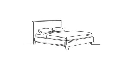 Minimalist Bed Line Art Illustration - Modern Bedroom Furniture Design