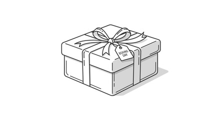 Gift Box with Ribbon and Tag - Boxing Day Illustration