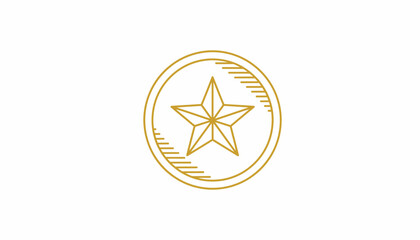 Fototapeta premium Golden Star Emblem in Circle, Award Icon, Achievement Symbol, Excellence Badge