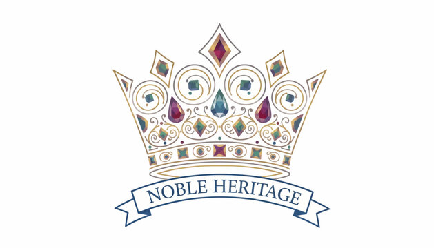 Elegant Crown with Jewels and "Noble Heritage" Text - Symbol of Royalty and Luxury