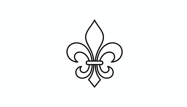 Elegant Fleur de Lis Symbol, Classic French Heraldic Emblem, Black Outline on White Background