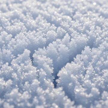 Neve fresca pr&oacute;xima com cristais brilhantes e geada