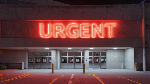 Sign for "urgent" in a hospital.