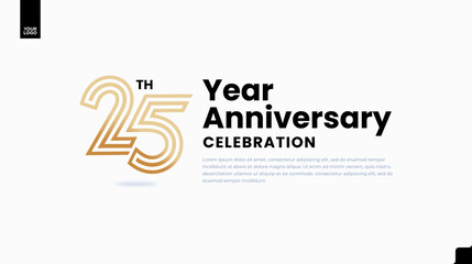 25th anniversary gold corporate banner with luxury minimal number design on light background