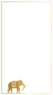 Minimal elephant baraat Indian wedding invitation template with 80% blank branding space and royal touch.