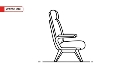 Fototapeta premium Airplane Seat Icon Vector Illustration, Side View, Minimalist Design