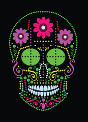 Skull with flowers, sugar skull, Day of the Dead