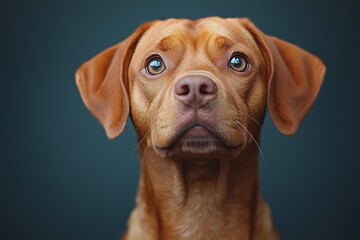 Dog shows expressions of confusion and excitement in minimalist setting with clear focus on its face